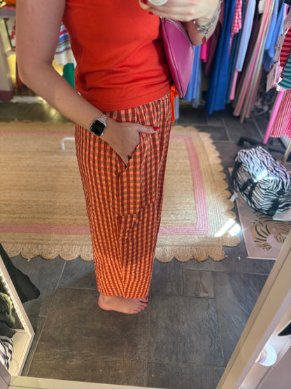 Gingham Barrel Leg Trousers *New Season Colours*