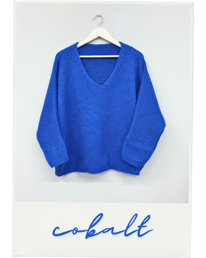 Slouchy V Neck Mohair Jumper