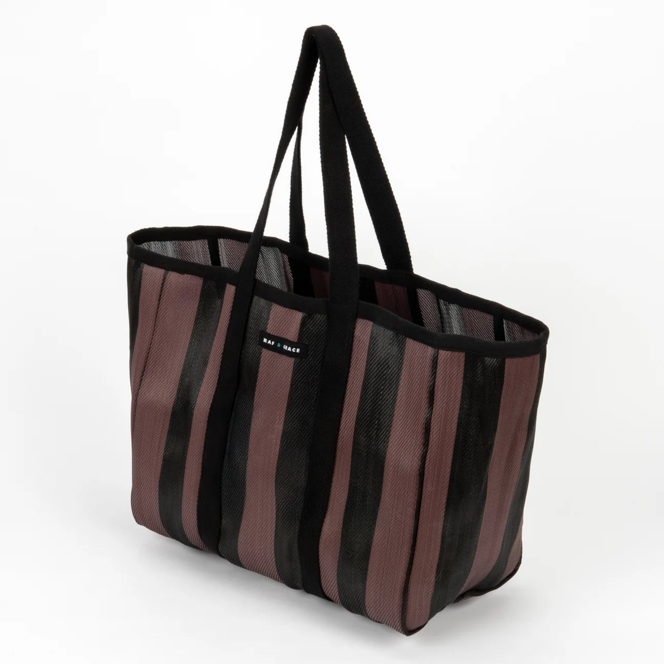 Large Striped Shopper Bag Plum & Black