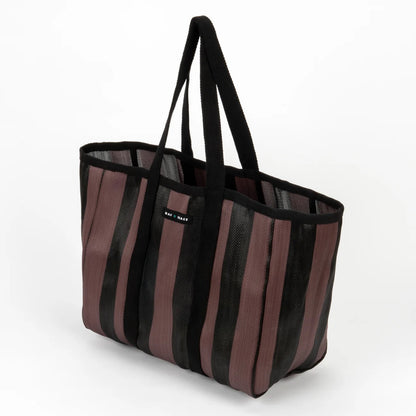 Large Striped Shopper Bag Plum & Black