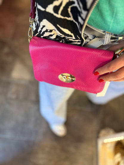 Leather Crossbody Postman’s Lock Handbag