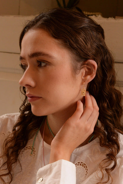Gold Heart Plate Earrings