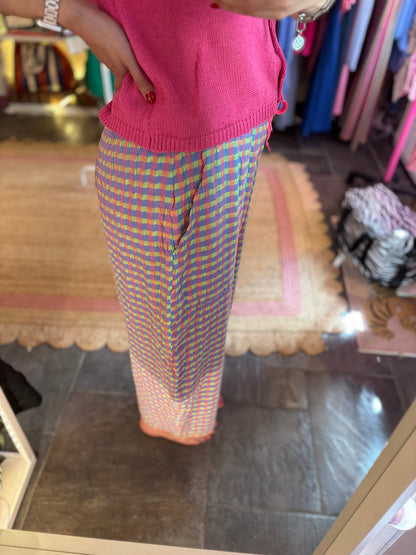 Gingham Barrel Leg Trousers *New Season Colours*