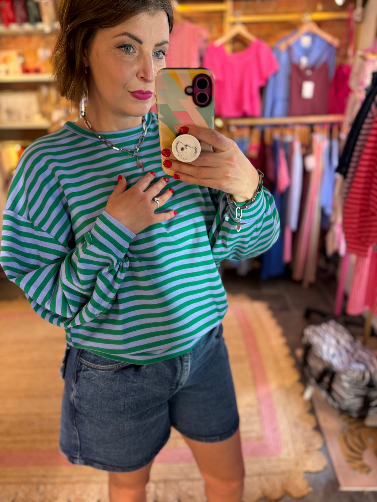 Striped Summer Cuffed Sweatshirt