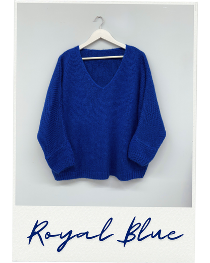 Slouchy V Neck Mohair Jumper