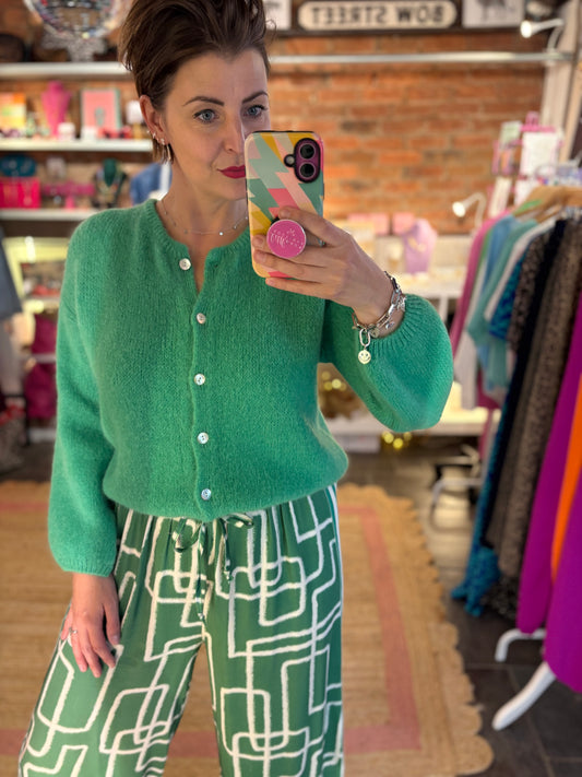 Crew Neck Long Sleeve Cropped Cardigan