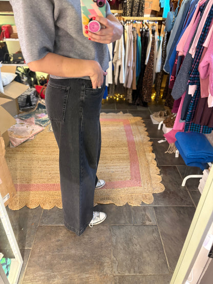 Wide Leg Charcoal Denim Jeans