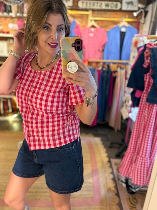 Pink Gingham Top