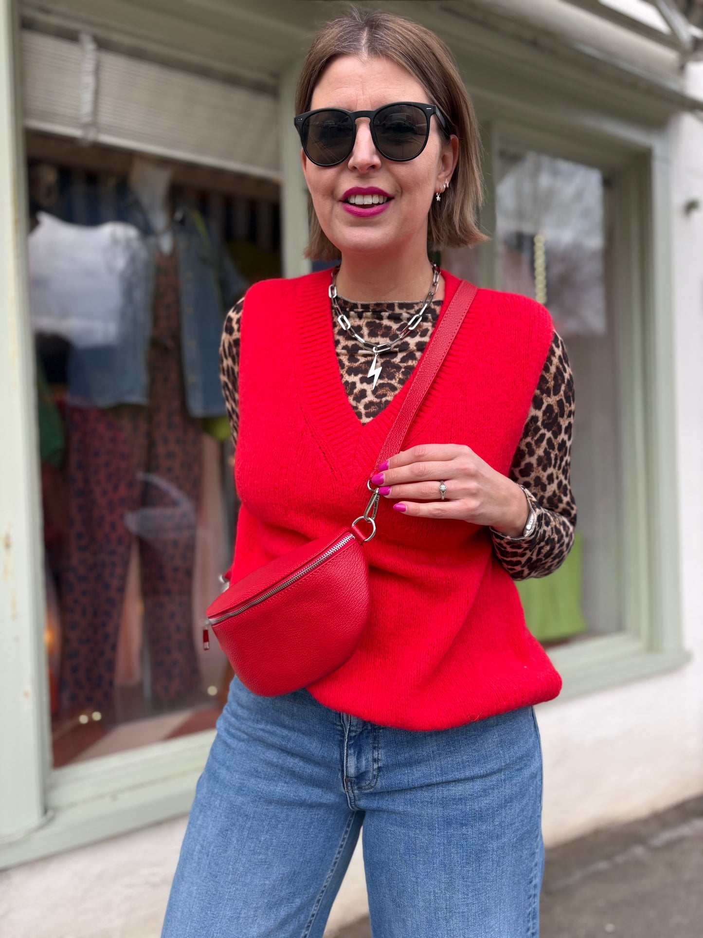 Leather Moon Crossbody/Bum Bag