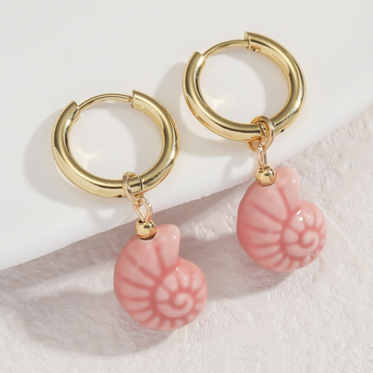 Shell Huggie Drop Earrings