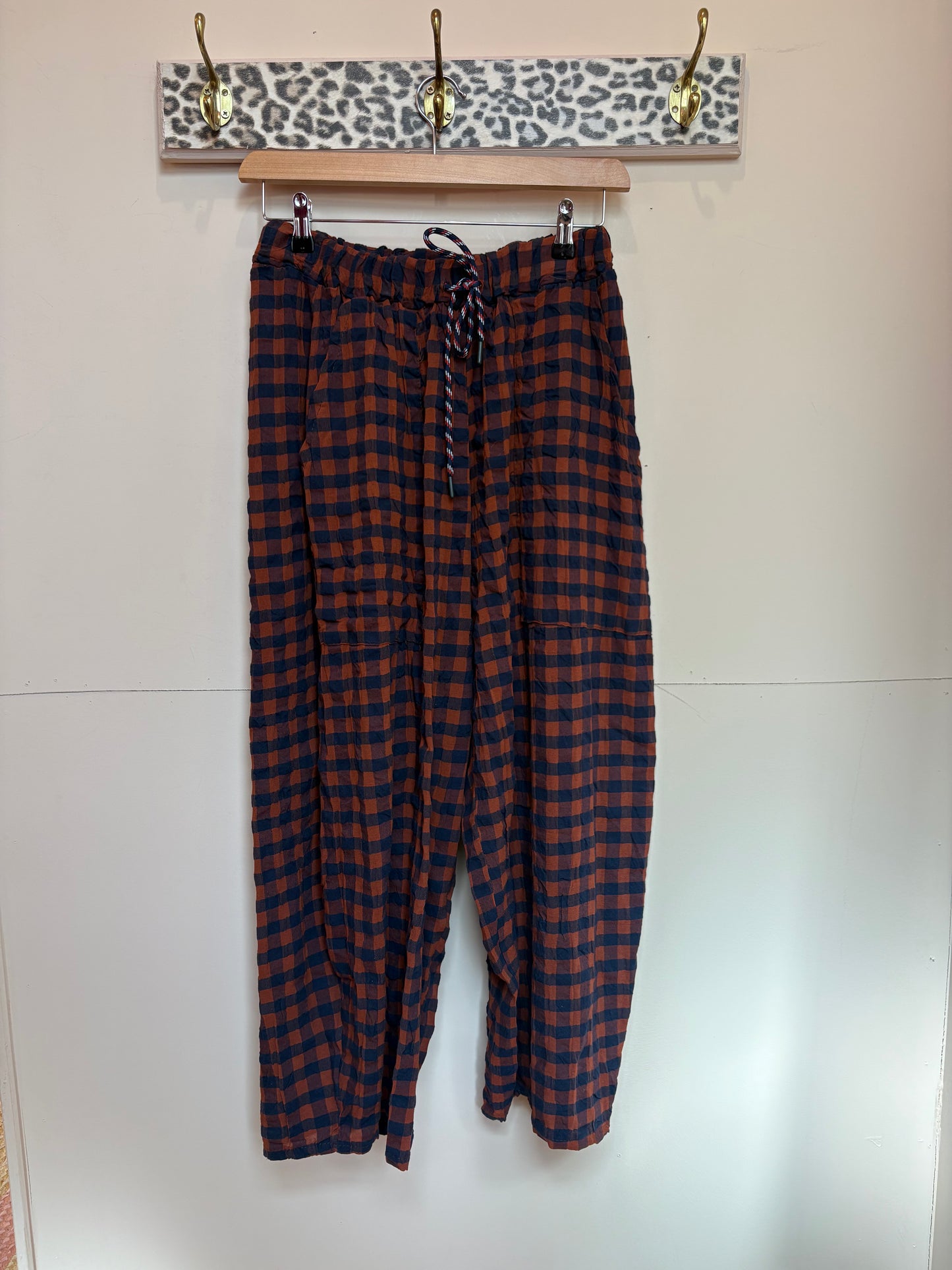 Gingham Barrel Leg Trousers *New Season Colours*