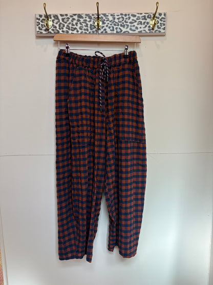 Gingham Barrel Leg Trousers *New Season Colours*