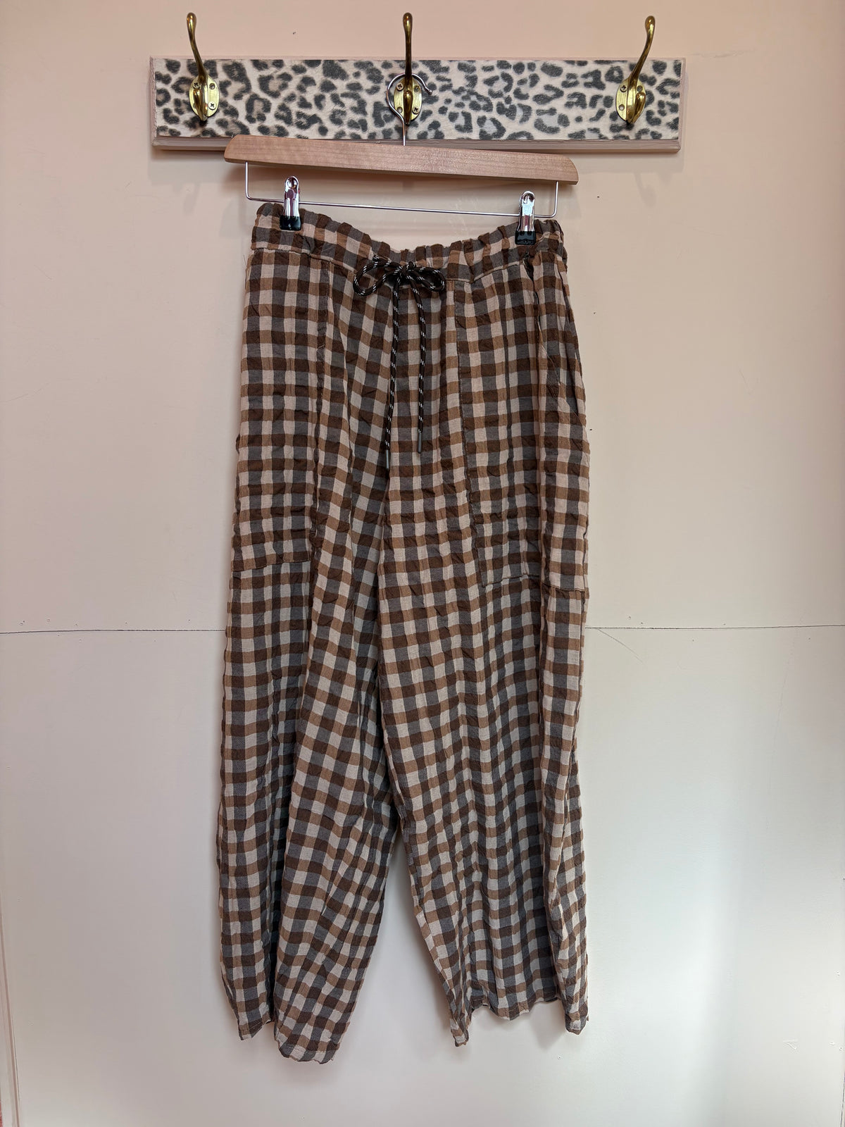 Gingham Barrel Leg Trousers *New Season Colours*