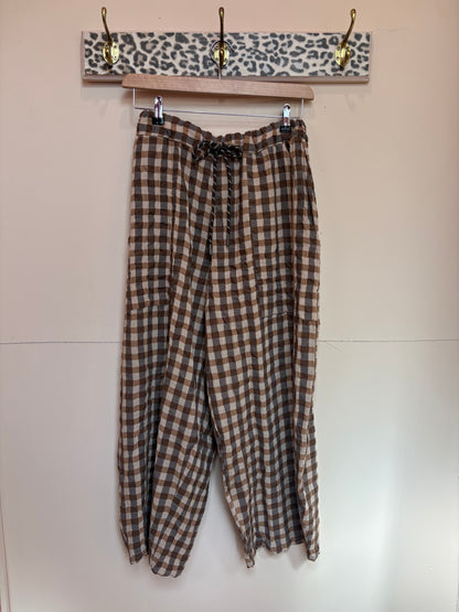 Gingham Barrel Leg Trousers *New Season Colours*