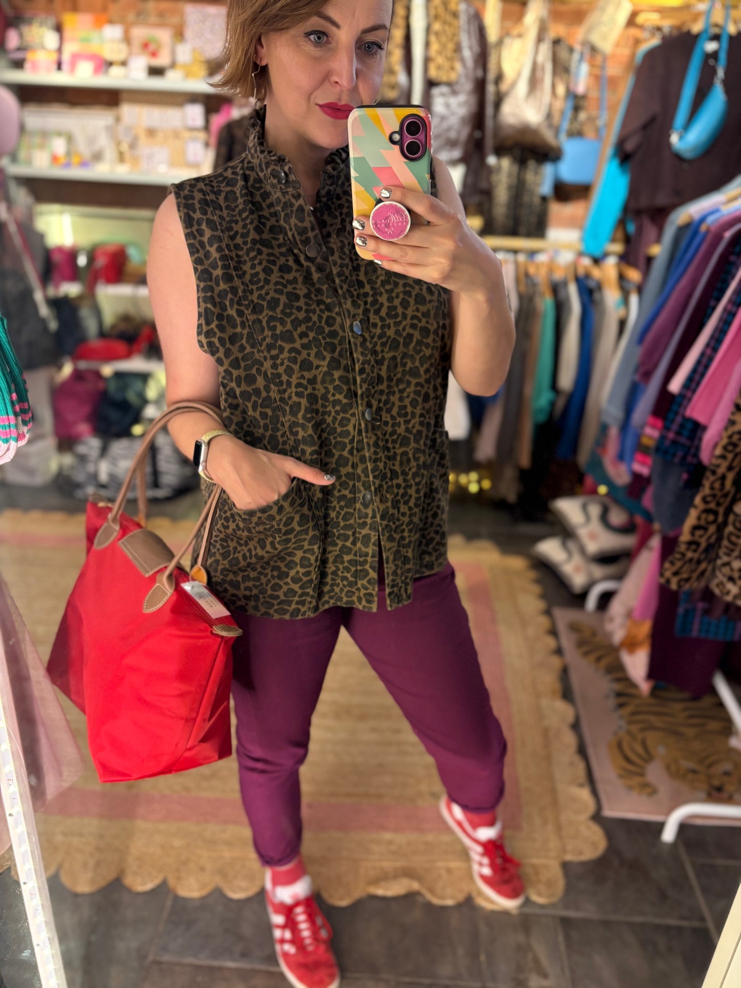 Leopard Print Denim Gilet