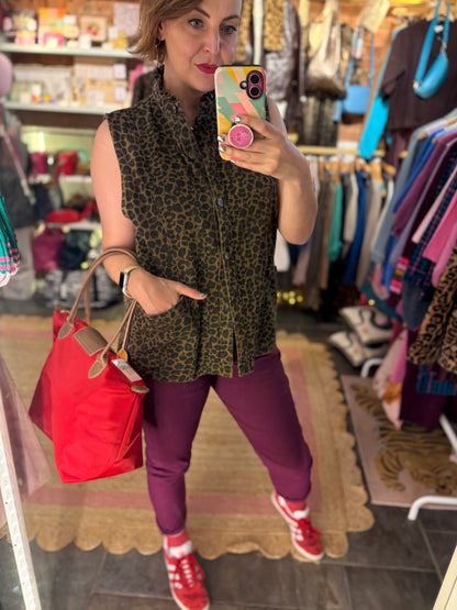 Leopard Print Denim Gilet