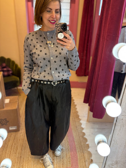 Leather Barrel Leg Trousers