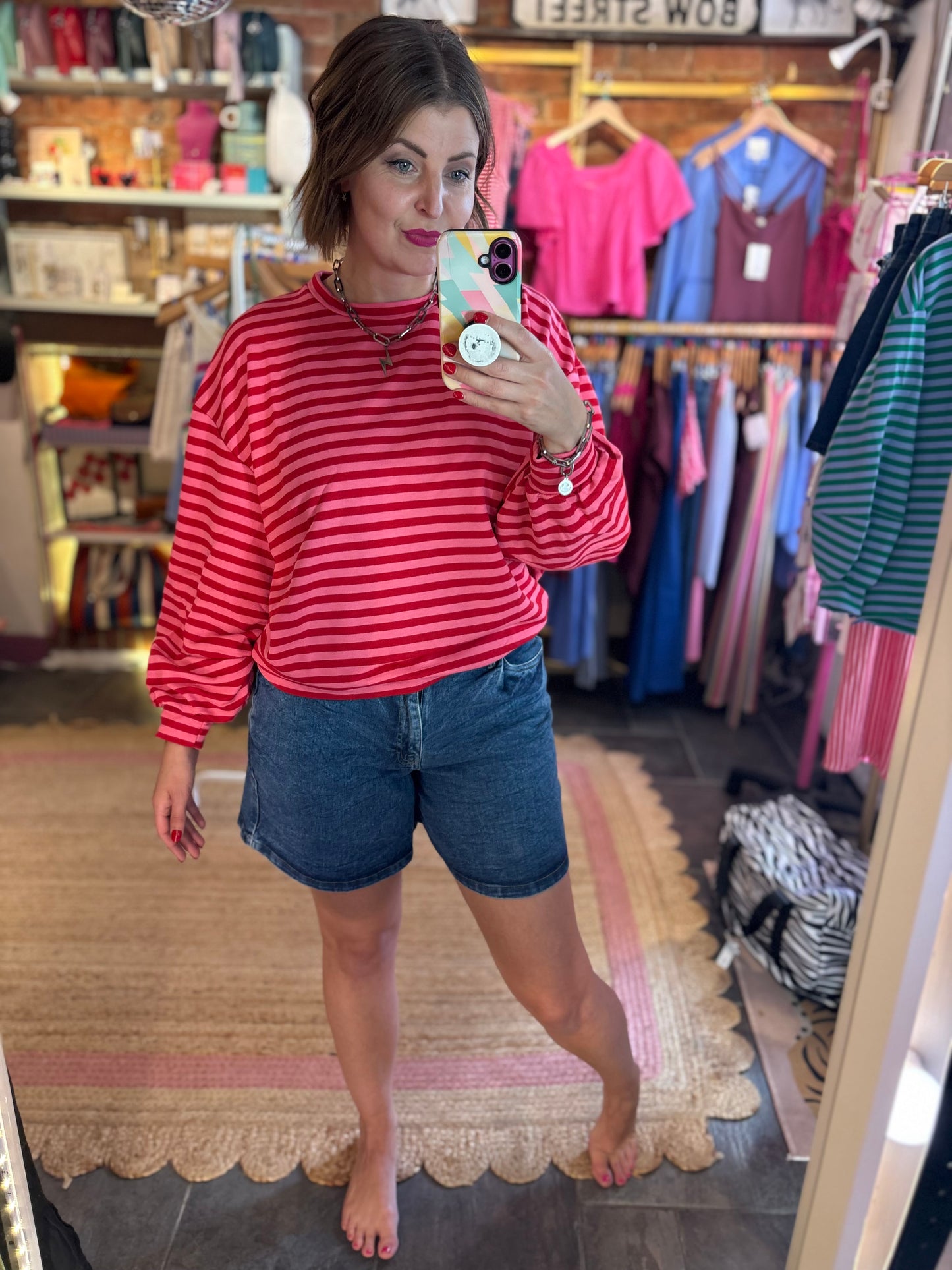 Striped Summer Cuffed Sweatshirt