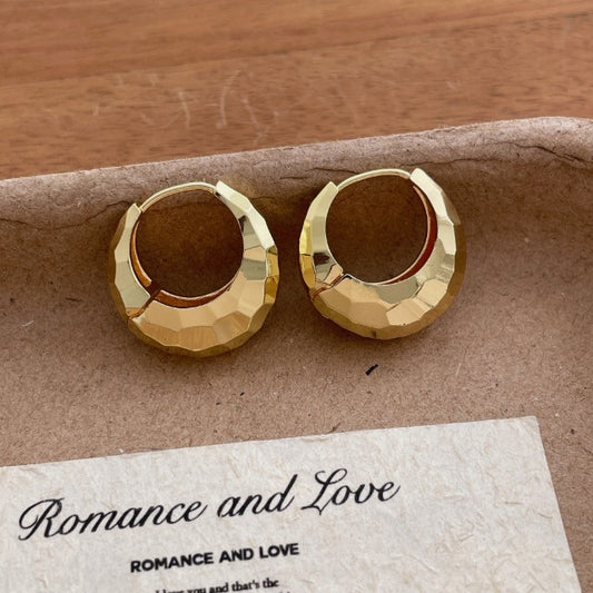 Chunky Hammered Hoop Earring