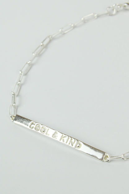 Silver Cool & Kind Bar Bracelet
