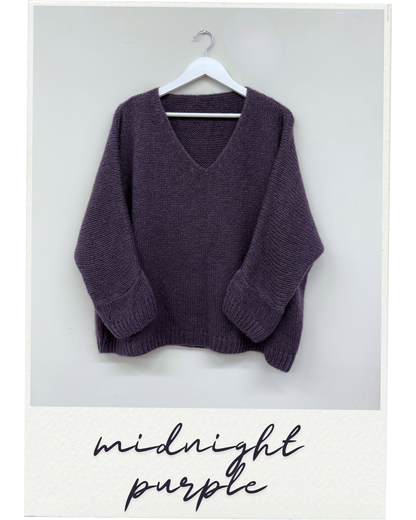 Slouchy V Neck Mohair Jumper