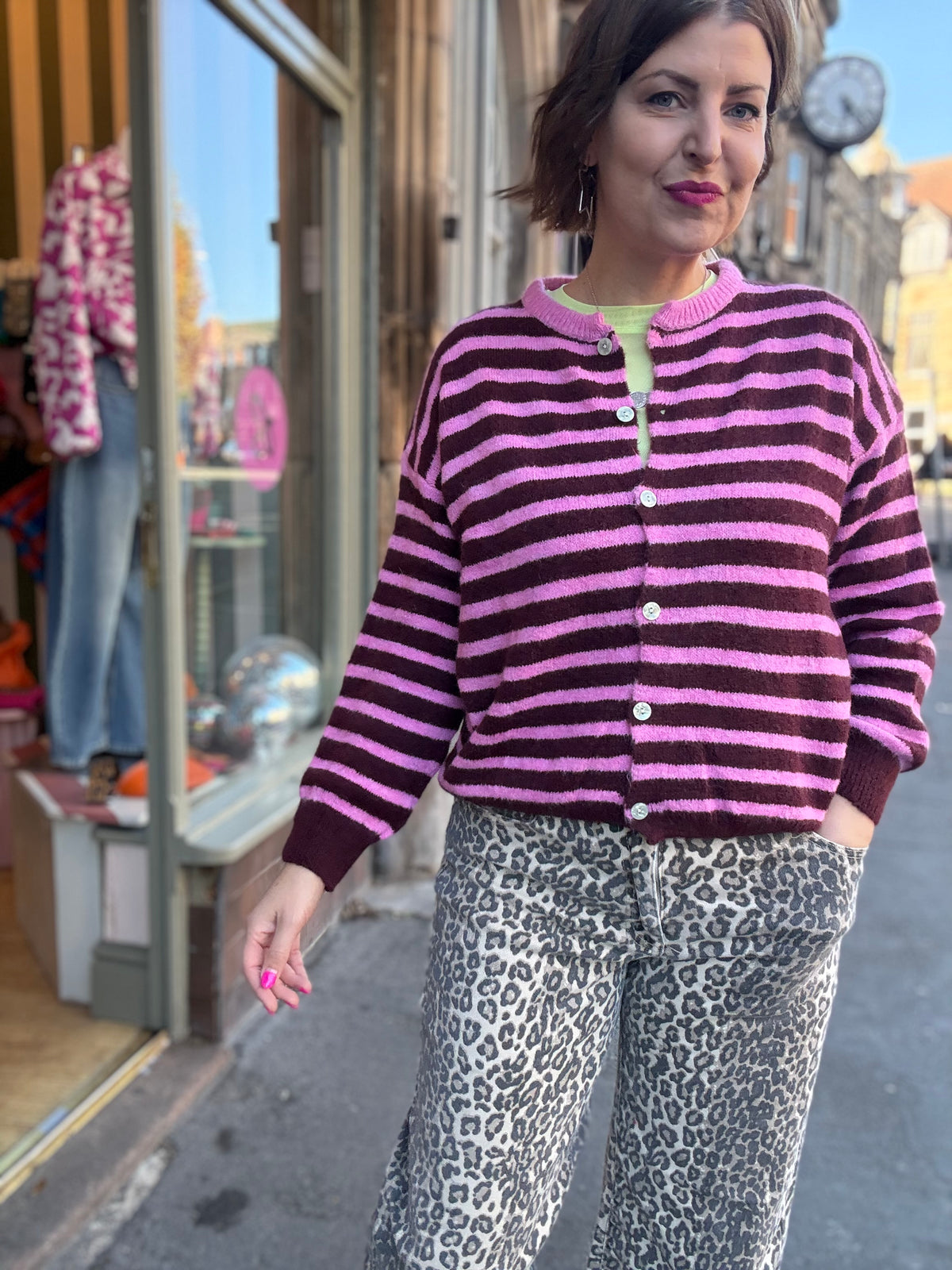 Alpaca Striped Cardigan