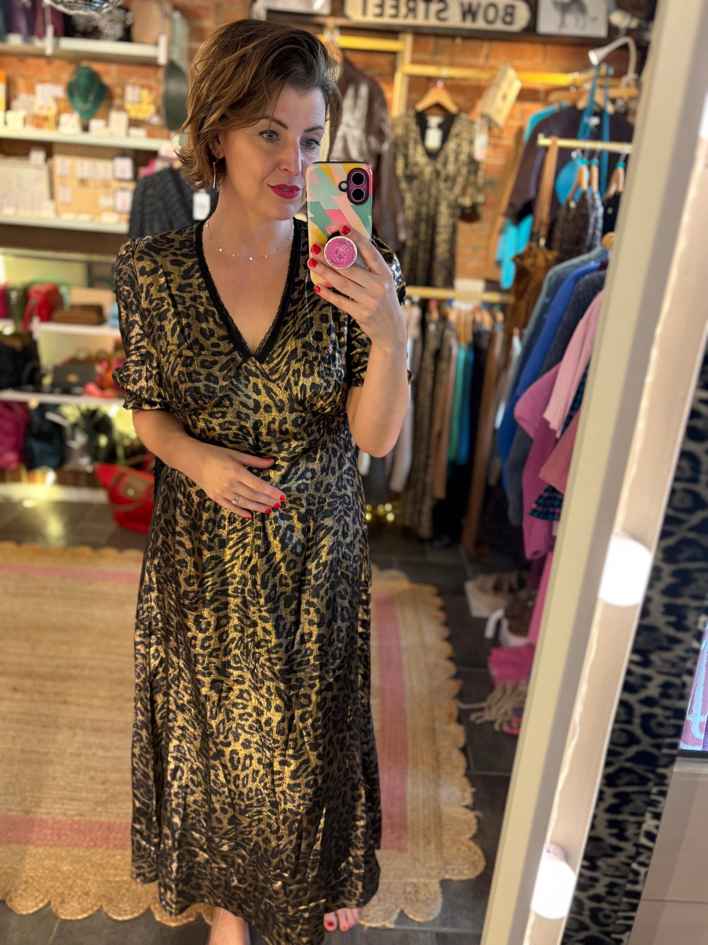 Leopard Print Silky Tea Dress