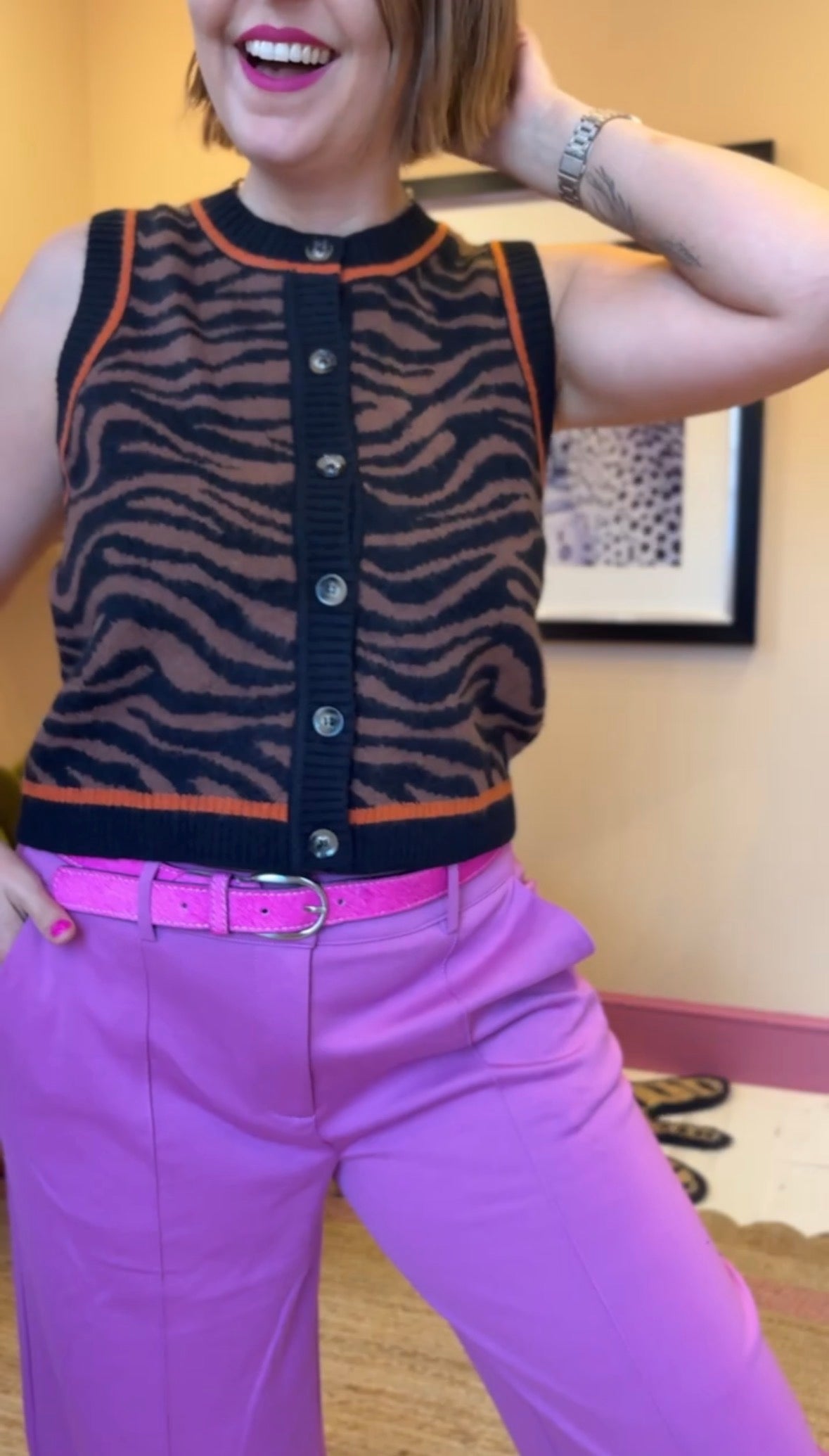 Tiger Print Knitted Waistcoat