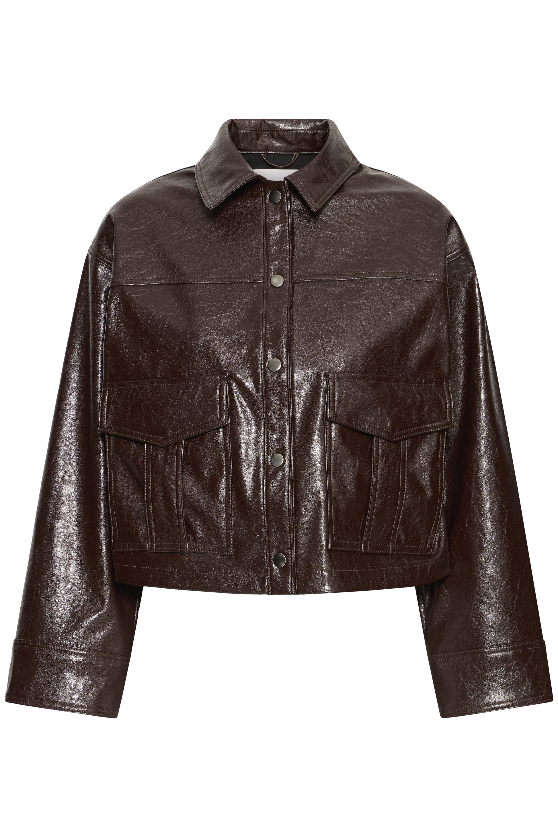 Brown leather jacket on a white background