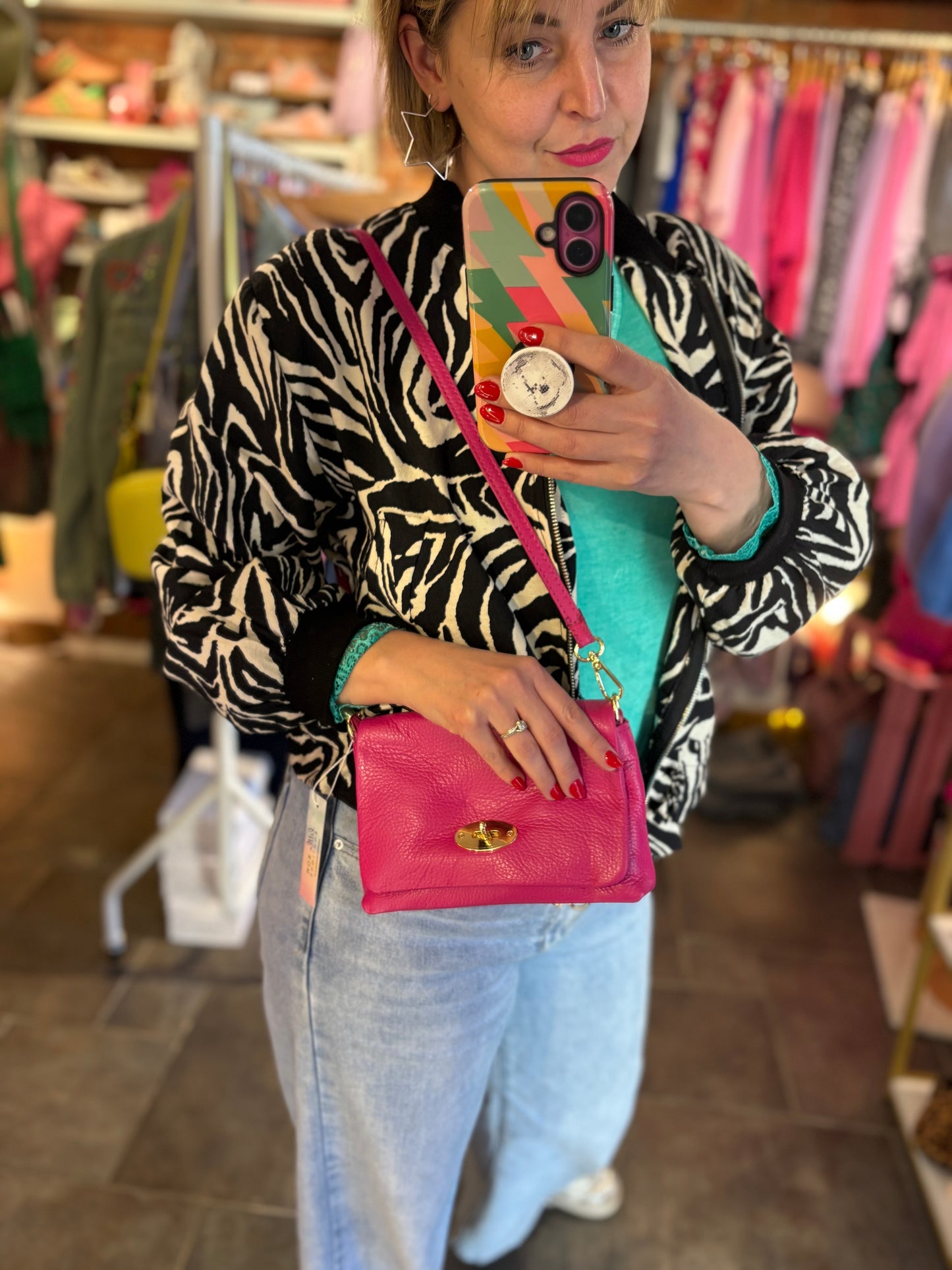 Leather Crossbody Postman’s Lock Handbag