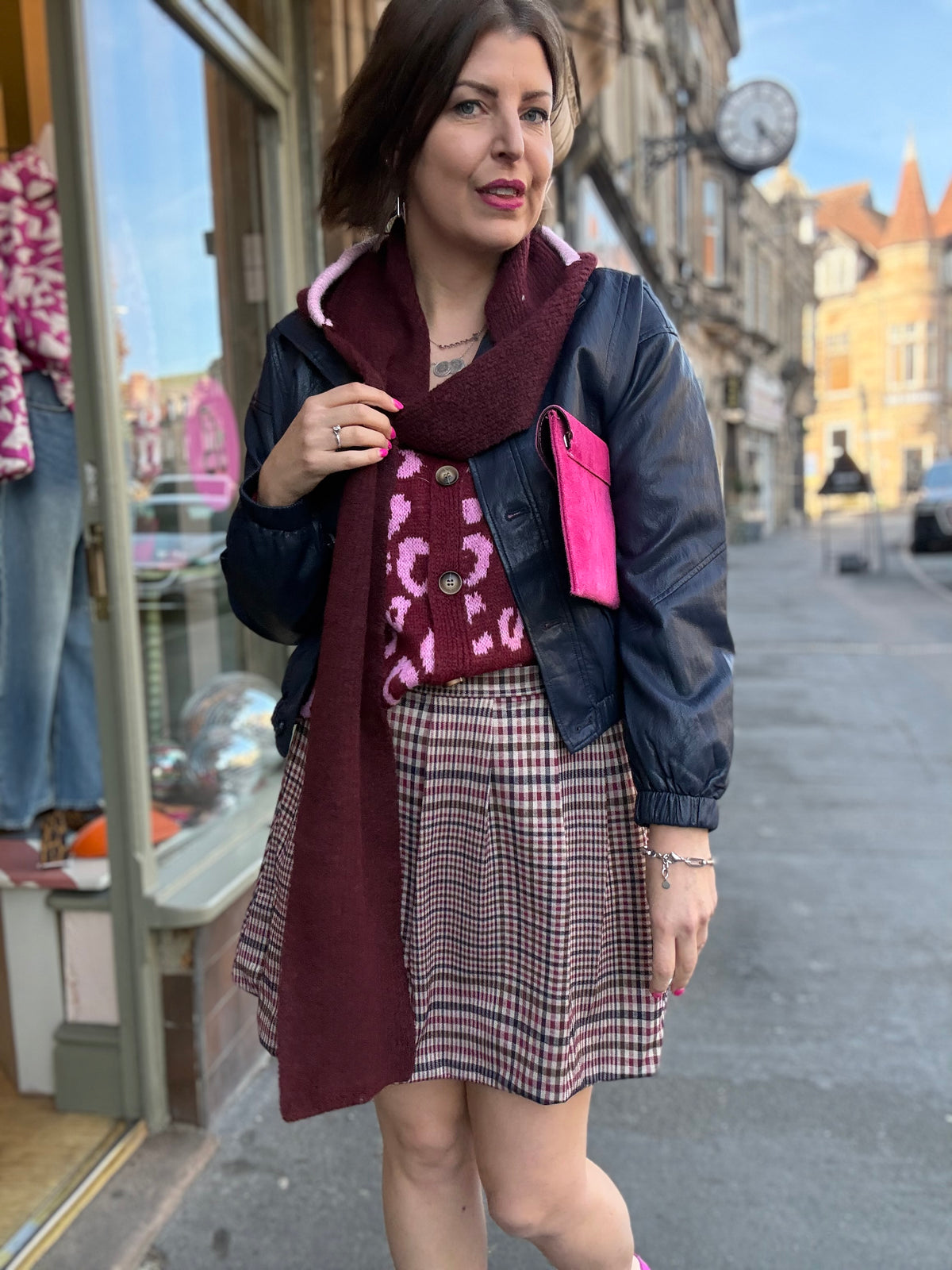 Tweed Print Bubble Hem Skirt
