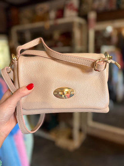 Leather Crossbody Postman’s Lock Handbag