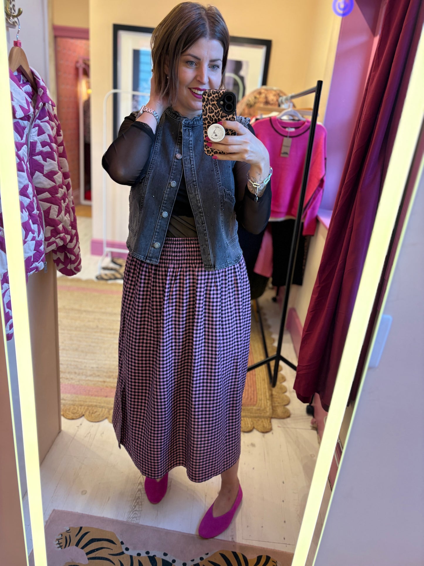 Gingham Midi Skirt