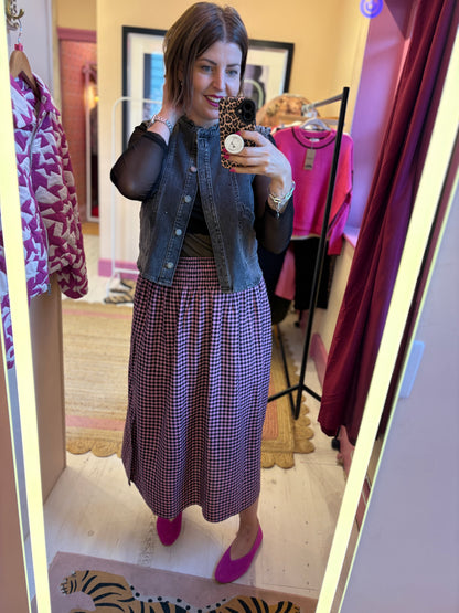 Gingham Midi Skirt