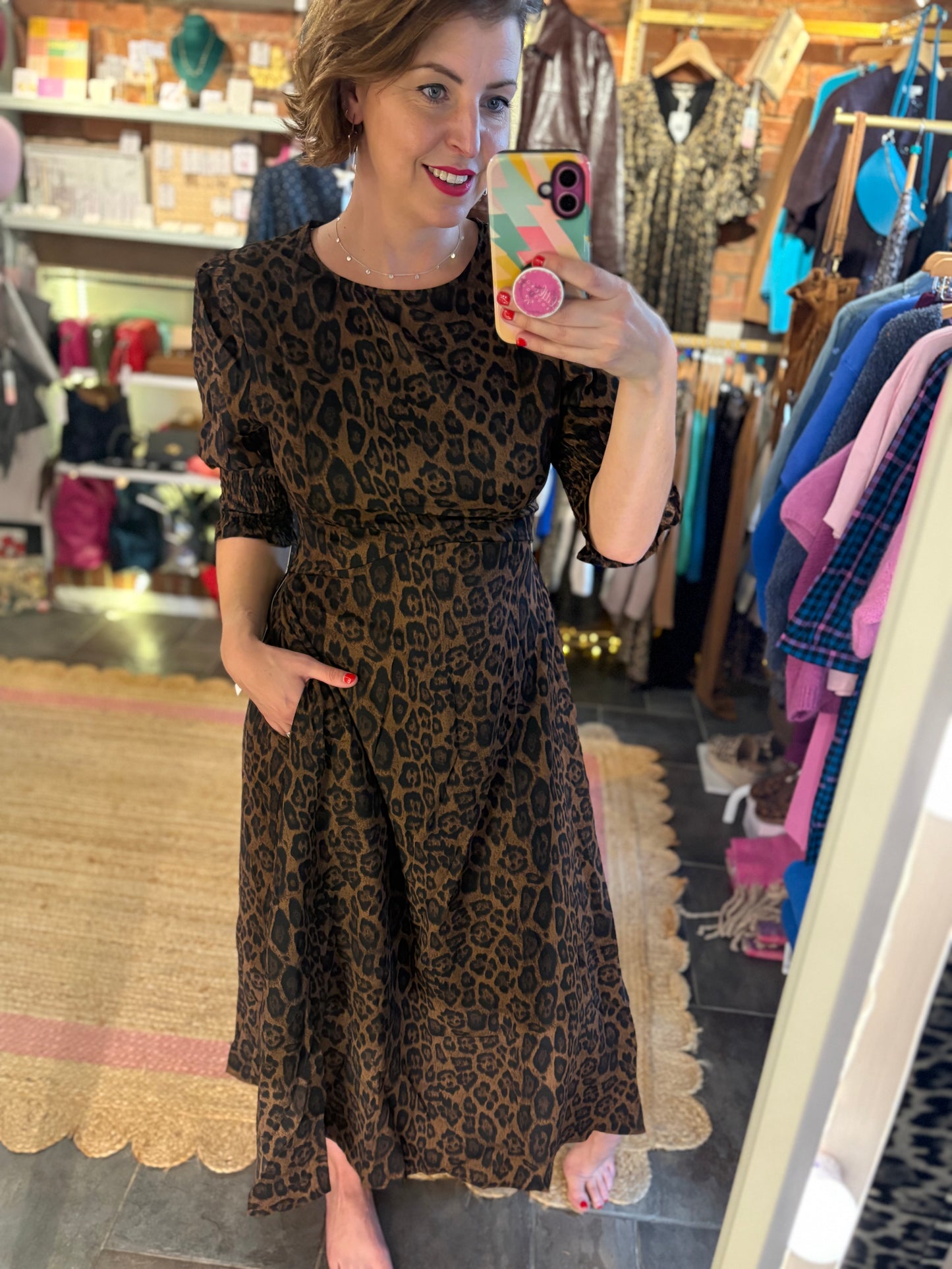 Leopard Print Midi Dress