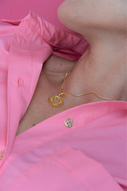 Heart Disc Pendant Necklace