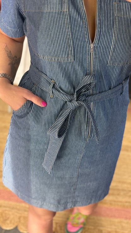 Denim Pin Stripe Dress