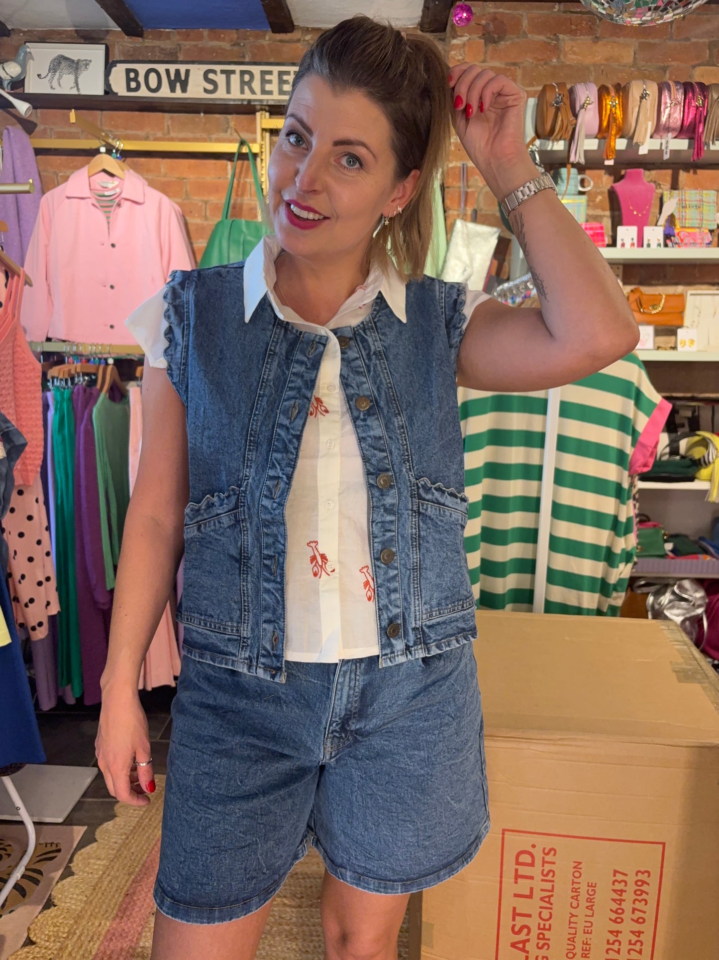 Scallop Denim Waistcoat Top
