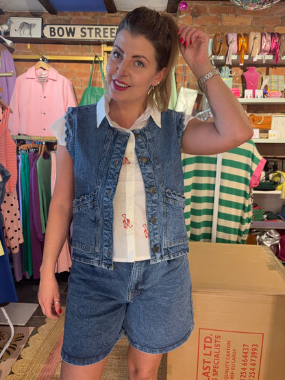 Scallop Denim Waistcoat Top