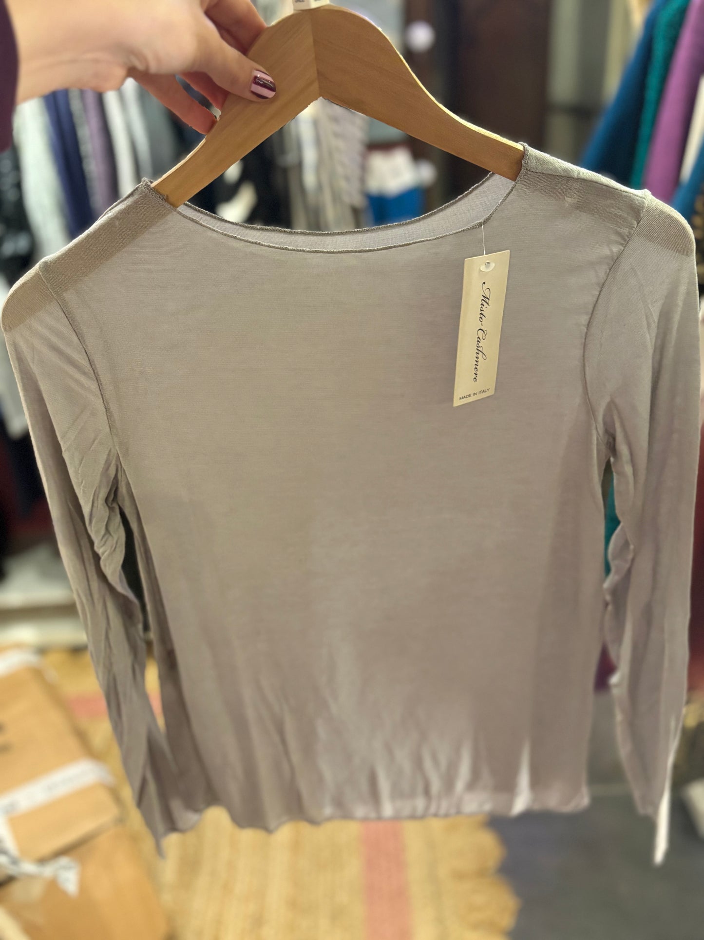 Plain Cashmere Blend Layering Top