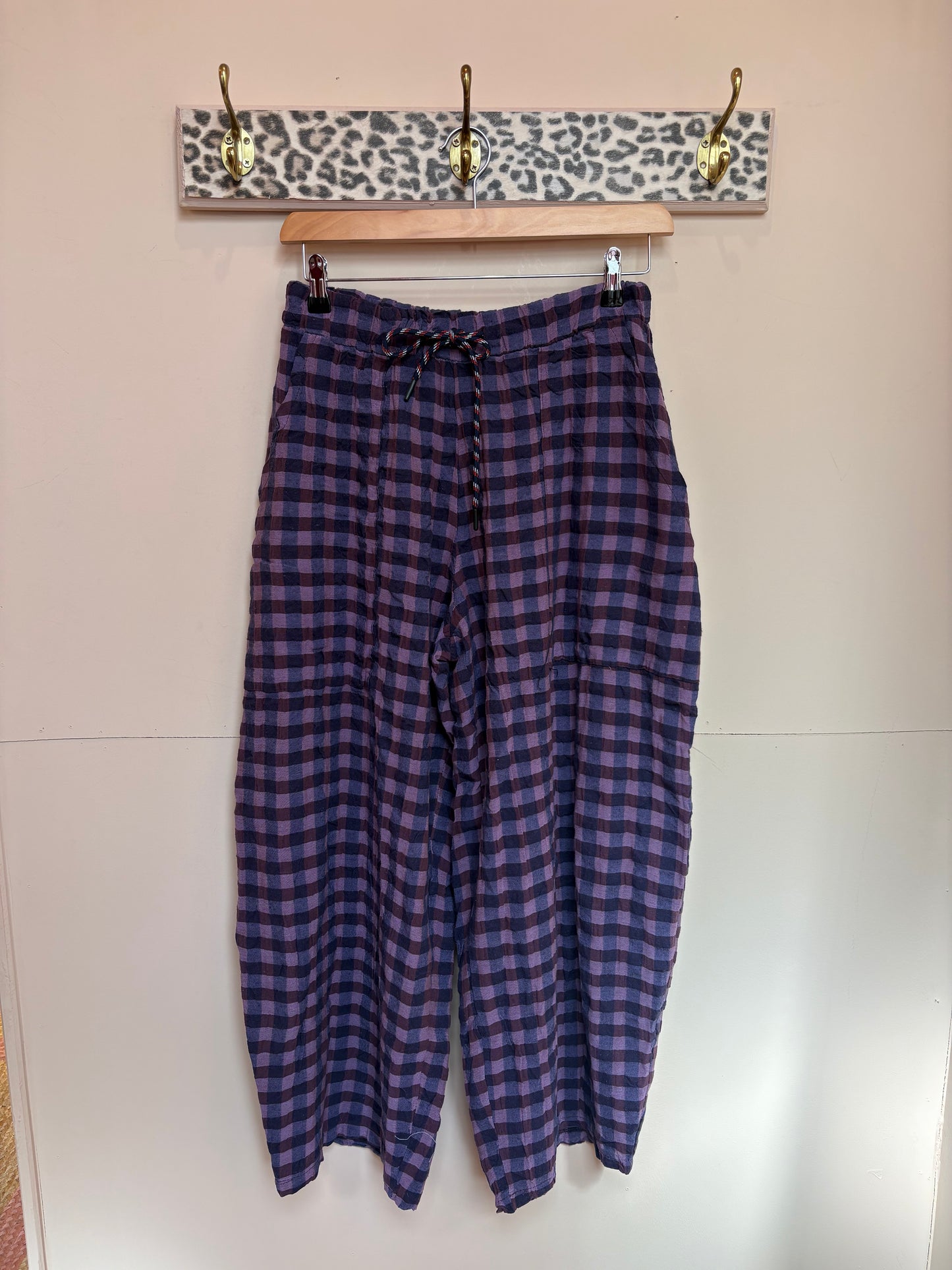 Gingham Barrel Leg Trousers *New Season Colours*