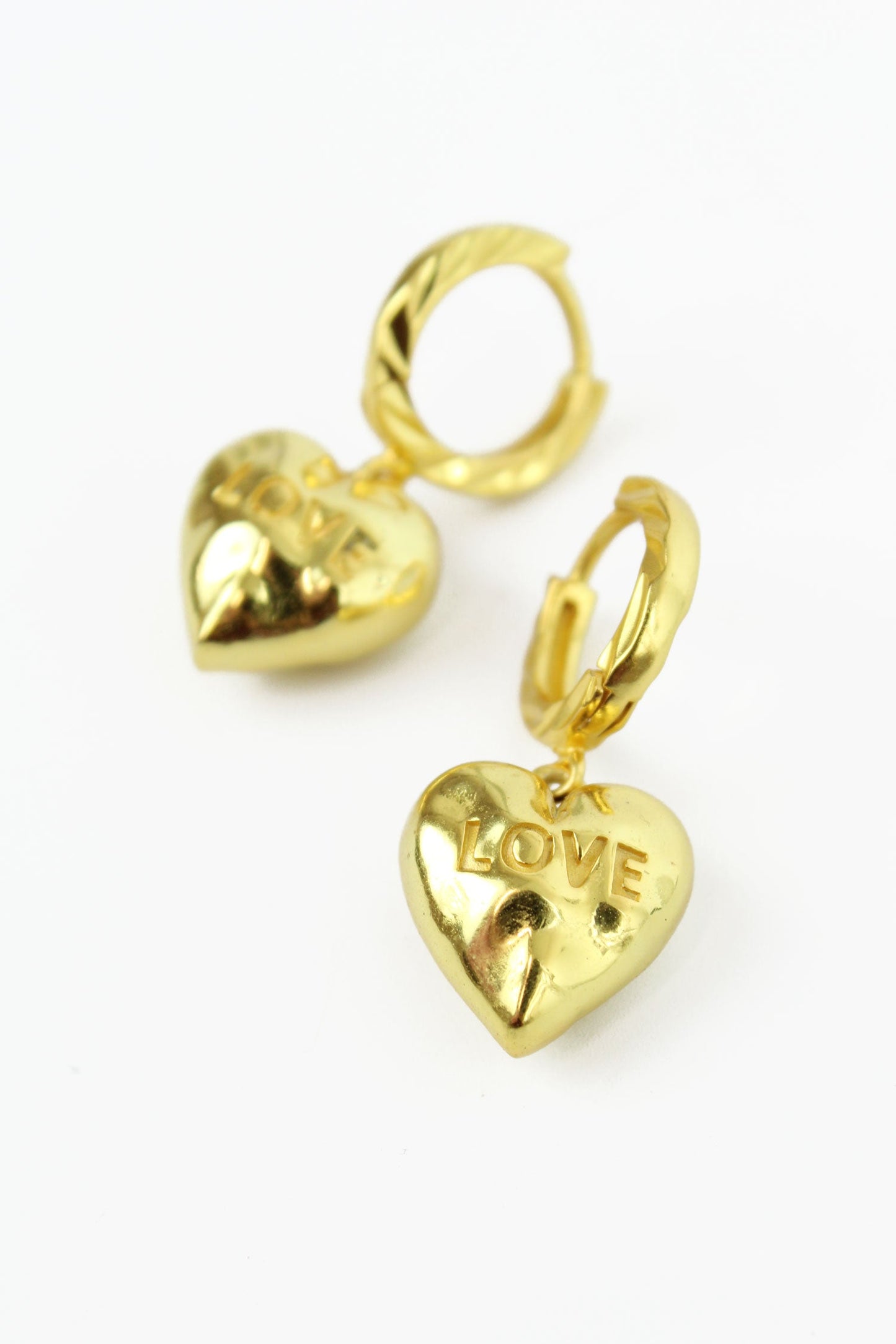 Gold Chunky Heart Huggie Earrings