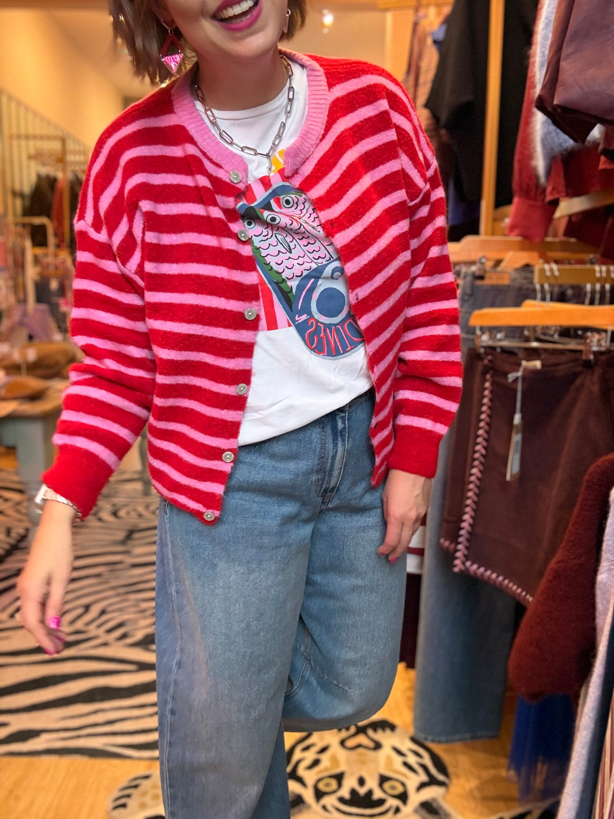 Alpaca Striped Cardigan