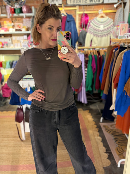 Plain Cashmere Blend Layering Top