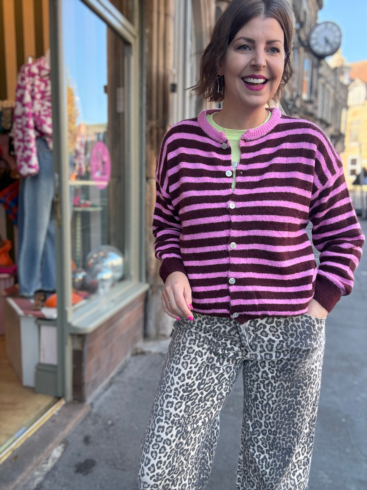 Alpaca Striped Cardigan