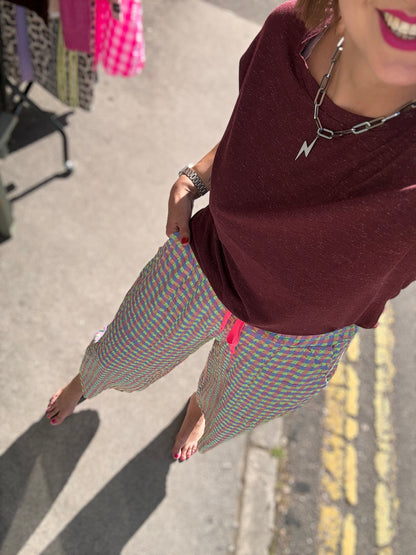 Gingham Barrel Leg Trousers *New Season Colours*