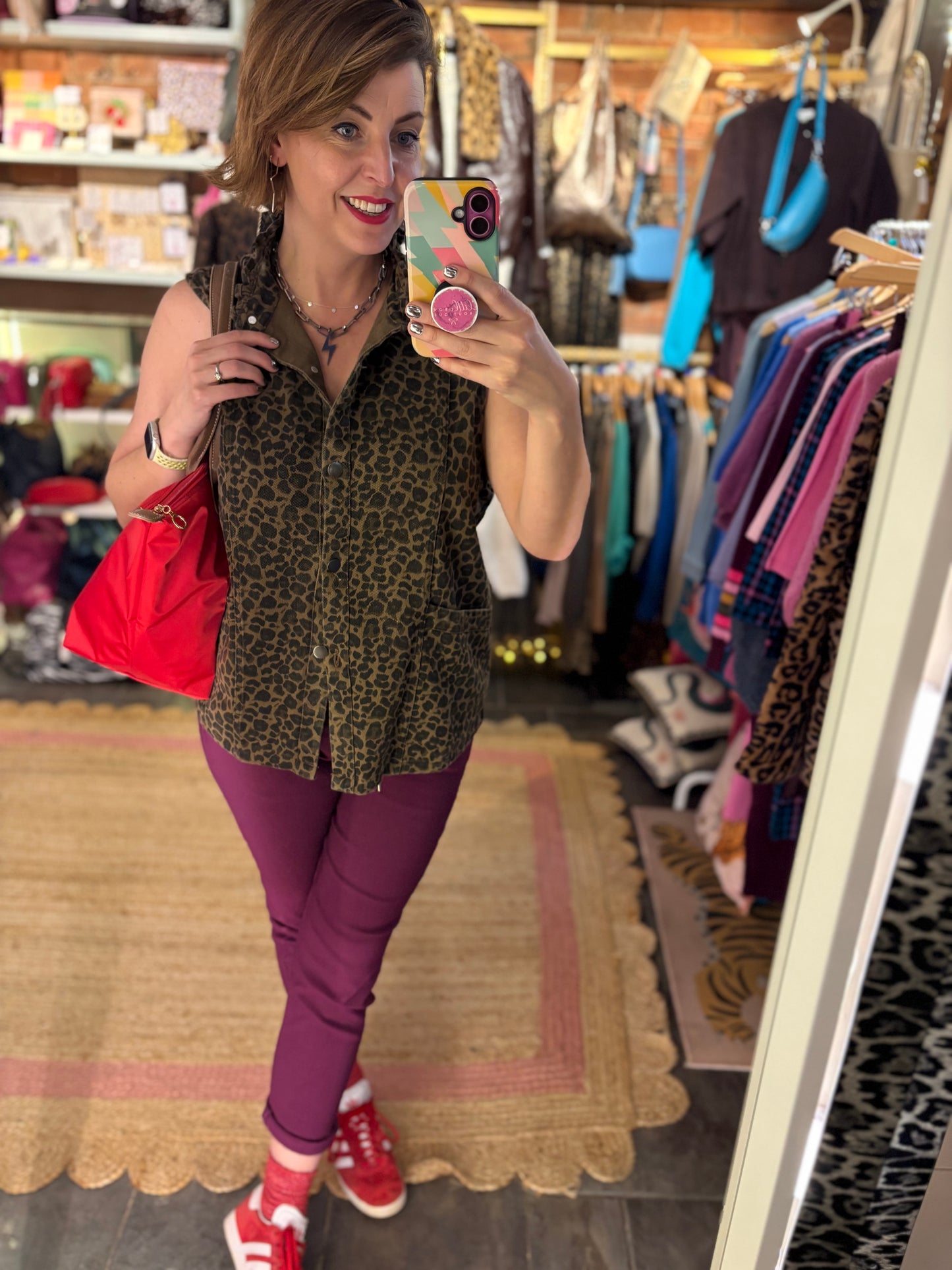 Leopard Print Denim Gilet