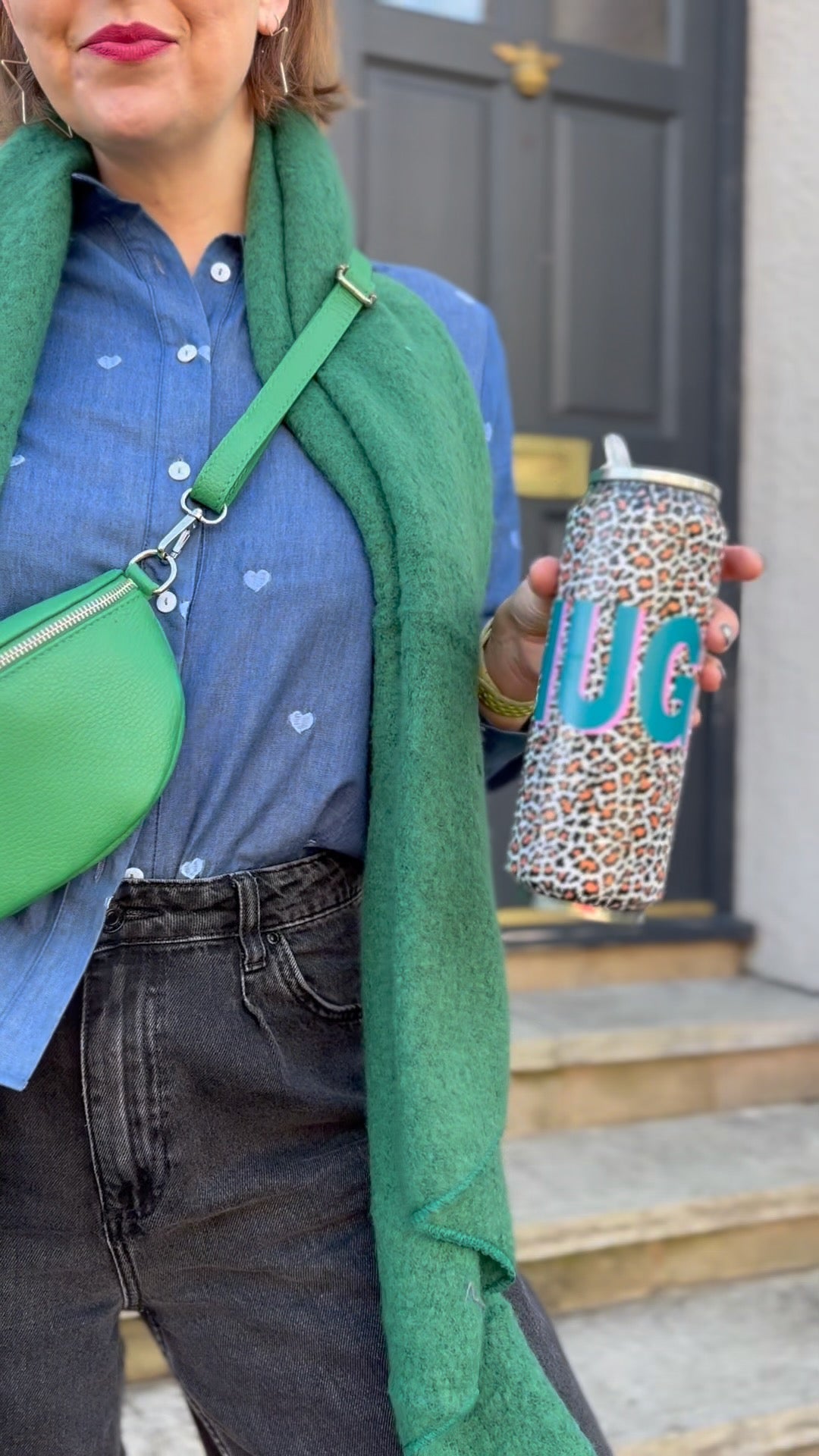 Denim Embroidered Hearts Shirt