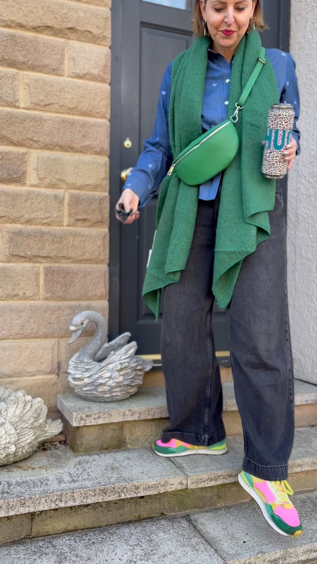 Wide Leg Charcoal Denim Jeans