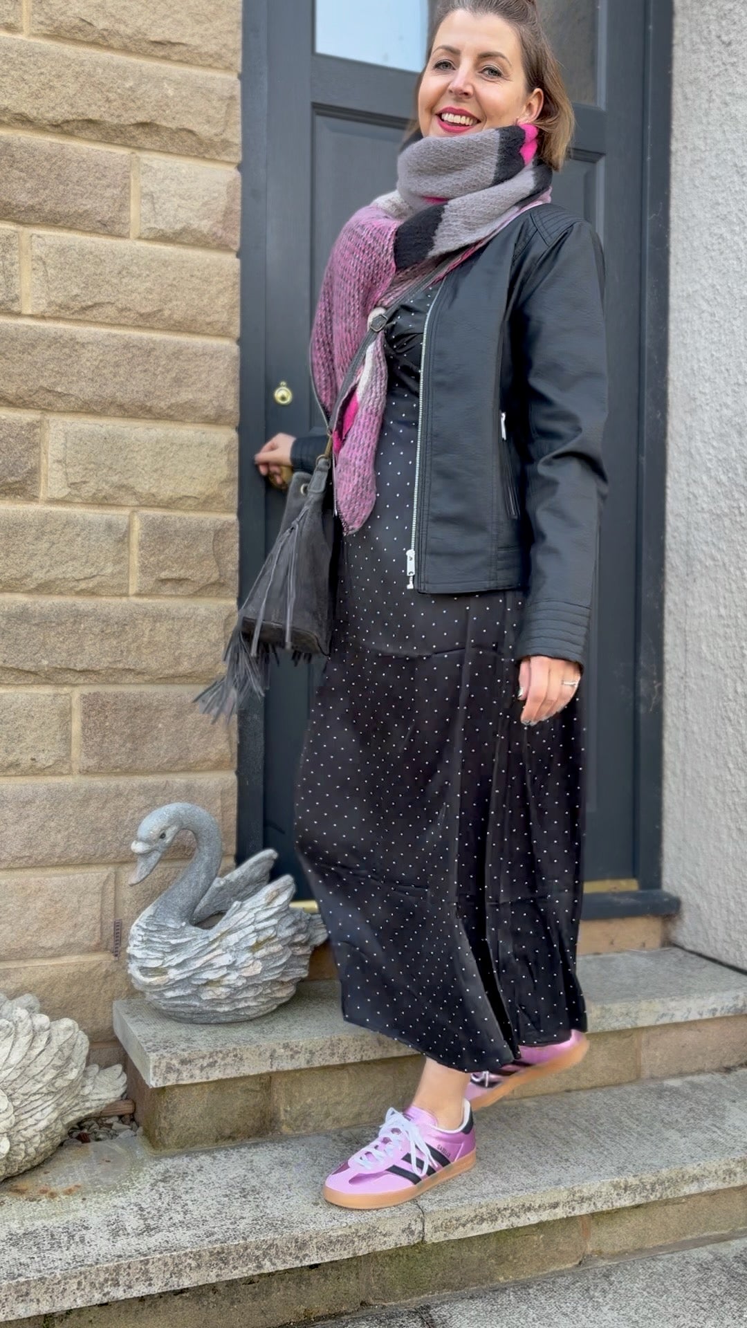 Satin Lace Polka Dot Tea Dress